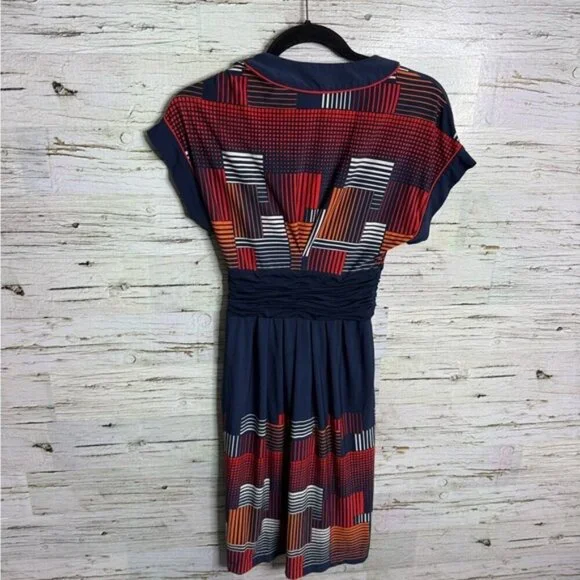 BCBGMaxAzria Blue and Red Pleated Mini Dress size xs - Picture 6 of 6